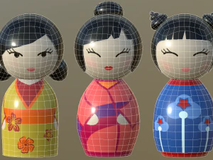 kokeshi japanese doll 3 3D Model