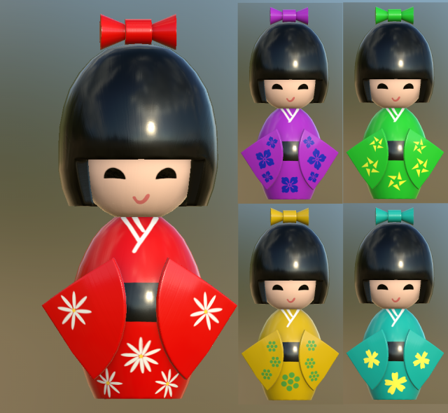 kokeshi japanese doll 3D-Modell .c4d .max .obj .3ds .fbx .stl .blend 