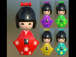 bambola giapponese kokeshi Modello 3D