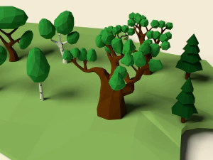 low poly tree pack 3D Model