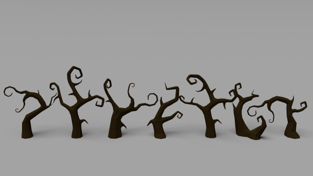 low poly spooky tree pack 3Dモデル .c4d .max .obj .3ds .fbx .stl .blend 