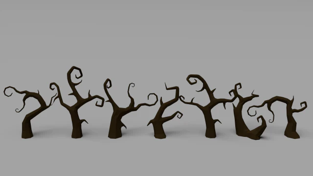 low poly spooky tree pack 3D Model .c4d .max .obj .3ds .fbx .stl .blend 
