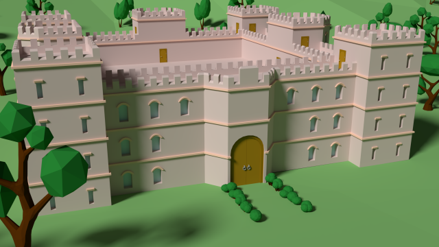 low poly castle in the forest 3D 모델 .c4d .max .obj .3ds .fbx .stl .blend 