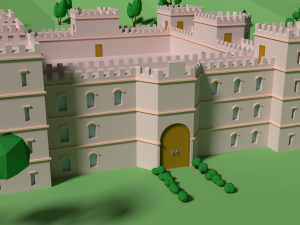 low poly castle in the forest 3D Модель