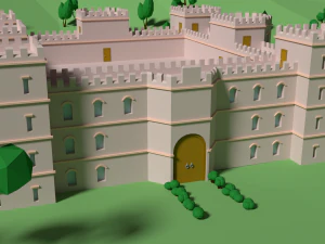 숲 속의 낮은 폴리 성 3D 모델