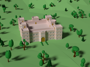 low poly castle in the forest 3D 모델