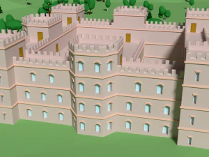 low poly castle in the forest 3D Model