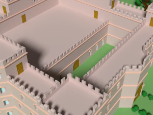 low poly castle in the forest 3D Model