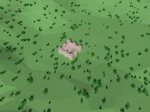 low poly castle in the forest 3D Model