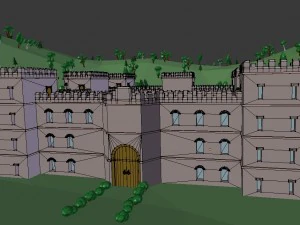 low poly castle in the forest 3D Model