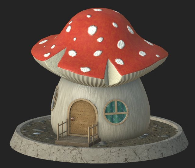 cartoon mushroom house Modelo 3D .c4d .max .obj .3ds .fbx .stl .blend 
