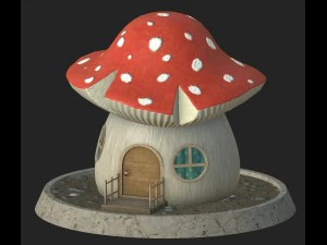 maison de champignon de dessin anim&eacute; Modèle 3D