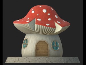 cartoon mushroom house Modelo 3D