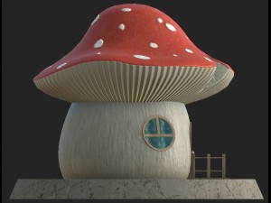 cartoon mushroom house Modelo 3D