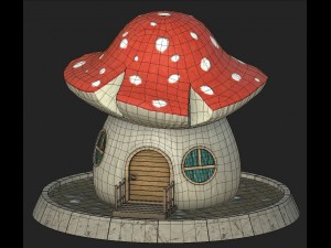 cartoon mushroom house Modelo 3D
