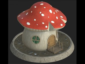 cartoon mushroom house Modelo 3D