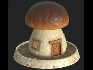 maison aux champignons de dessin anim&eacute; 3 Modèle 3D