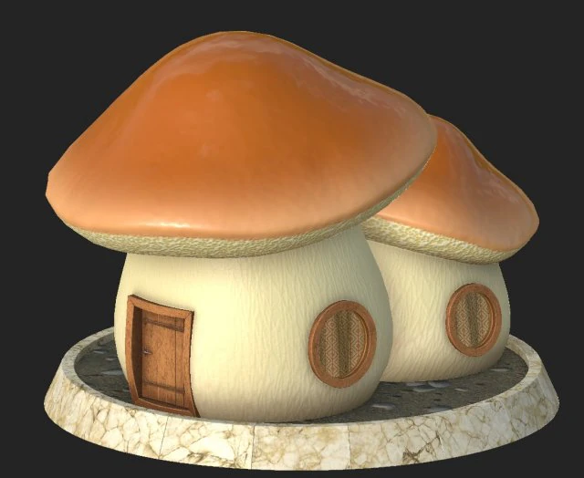 cartoon mushroom house 4 3D Model .c4d .max .obj .3ds .fbx .stl .blend