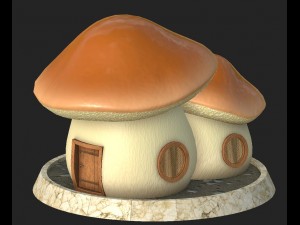 cartoon mushroom house 4 3D Model