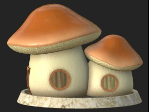 cartoon mushroom house 4 3D Model