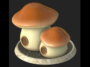 cartoon mushroom house 4 3D Model