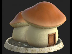 cartoon mushroom house 4 3D Model