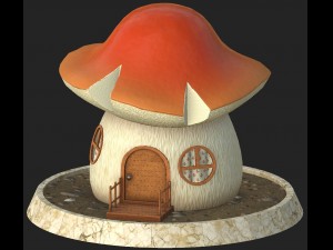cartoon mushroom house 5 3D Model