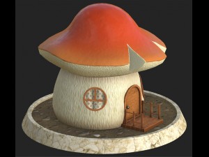 cartoon mushroom house 5 3D Model