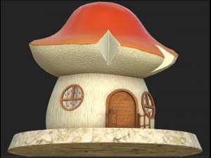 cartoon mushroom house 5 3D Model