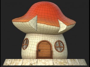 cartoon mushroom house 5 3D Model