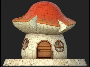 cartoon mushroom house 5 3D Model