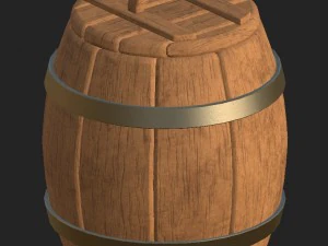 कार्टून लकड़ी का बैरल 1 3D मॉडल