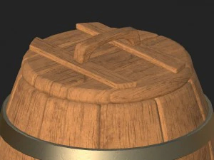 cartoon wooden barrel 1 3D Model