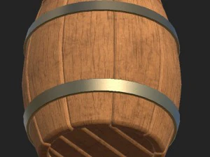 cartoon wooden barrel 1 3D Model