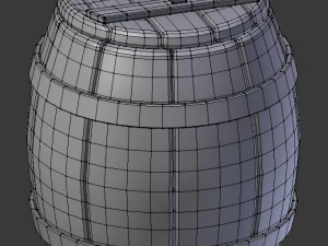 cartoon wooden barrel 1 3D Model
