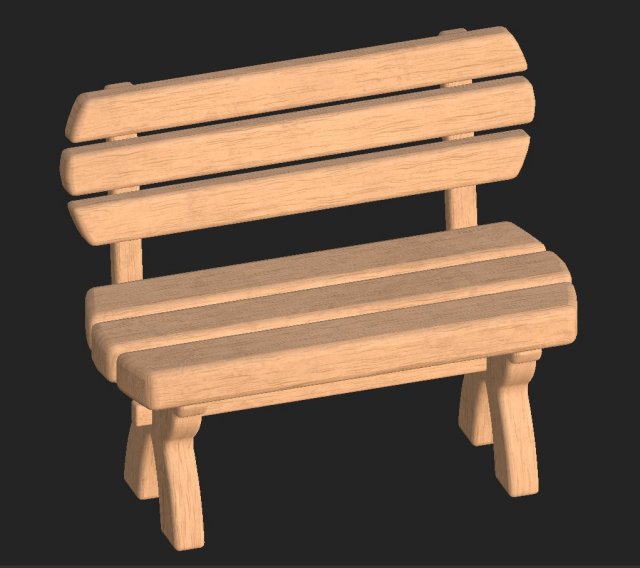 cartoon wooden bench 3 3D Model .c4d .max .obj .3ds .fbx .stl .blend 