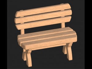 cartoon wooden bench 3 3D मॉडल