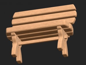 cartoon wooden bench 3 3D Model