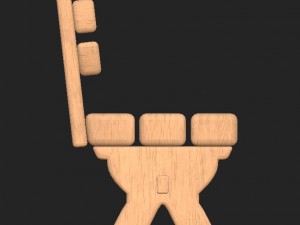 cartoon wooden bench 3 3D Model
