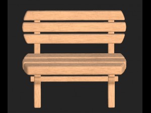 cartoon wooden bench 3 3D Model