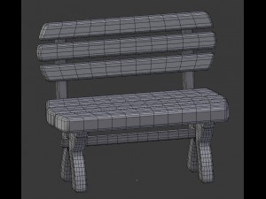 cartoon wooden bench 3 3D Model