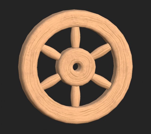 cartoon wooden wheel 1 3D Model .c4d .max .obj .3ds .fbx .stl .blend 