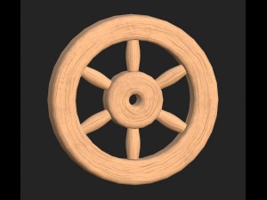 cartoon wooden wheel 1 3D Model