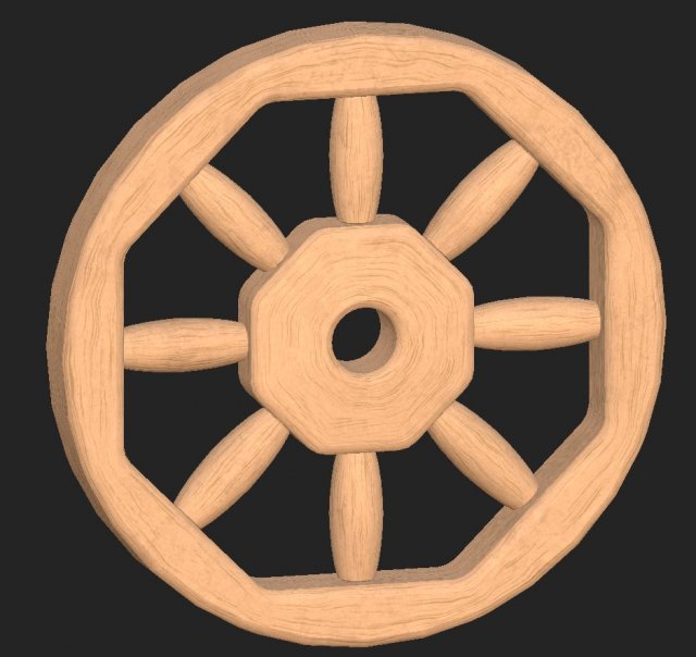 cartoon wooden wheel 3D Модель .c4d .max .obj .3ds .fbx .stl .blend 