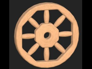 ruota di legno del fumetto Modello 3D