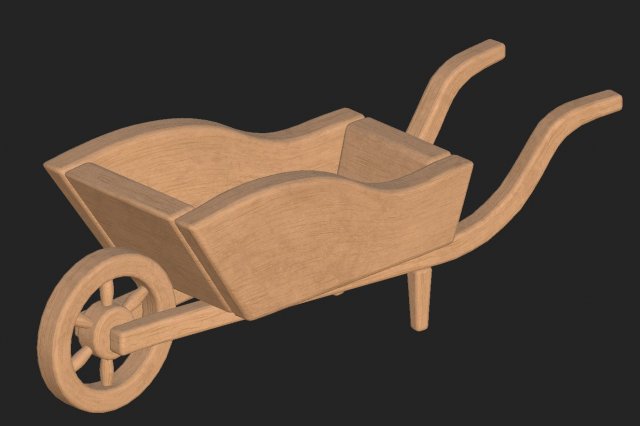 cartoon wooden cart 3D 模型 .c4d .max .obj .3ds .fbx .stl .blend 