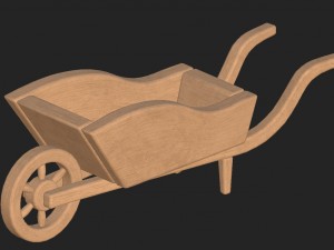 cartoon wooden cart 3D Model