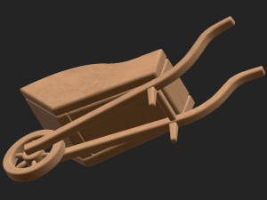 cartoon wooden cart 3D 模型
