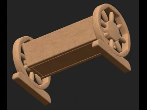 cartoon wooden flowerpot 3D Model