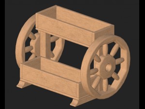 cartoon wooden flowerpot 1 3D Model